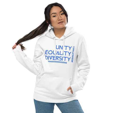 Karma Inc Apparel  Hoodie White / S "UNITY EQUALITY DIVERSITY" Premium Organic Cotton Unisex Hoodie