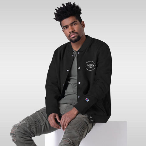 Karma Inc Apparel  Jacket Black / M "Logo" Embroidered Champion Bomber Jacket